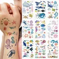 12 Styles Waterproof Temporary Tattoos for Kids Cartoon Dolphins Whales Marine Fish Watercolor Fake