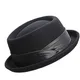 Men's Women Crushable Pork Pie Fedora Hats Wide Brim 100% Wool Felt Porkpie Hats Church Jazz Ribbon