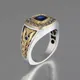 Luxury 925 Ring for Men Natural 2 Carat Sapphire with Diamond Jewelry Anillos De Bizuteria Anillos