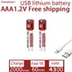 AAA USB charging 1.2V AAA 4300mAH rechargeable lithium battery for alarm gun remote control mouse