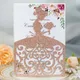 50Pcs Glitter Paper Cards Laser Cut Bouquet Bride Wedding Invitation Card Cover Beautiful Girl