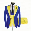 Abito da uomo blu Royal 3 pezzi su misura Best Man sposo smoking da sposa Slim Fit giacca da giacca