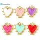 Copper Heart Charms Valentine's Day 18K Gold Plated Multicolor Pearlized Heart Enamel charms