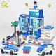 HUIQIBAO 750PCS City Police Station Trucks Car Building Blocks with 10 Policeman Model Bricks