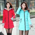 Korean Slim-Fit Down Cotton Winter Coat Female Jacket Hooded Warm Women's Clothing Blue Yellow