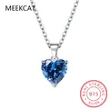 3.1ct Natural Blue Topaz 925 Sterling Silver Heart Pendant Necklace for Woman Gemstone Statement