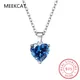 3.1ct Natural Blue Topaz 925 Sterling Silver Heart Pendant Necklace for Woman Gemstone Statement