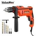 ValueMax Corded Electric Drill 2 Functions 650W Impact Hammer Drill Power Tool With Drill Bits for