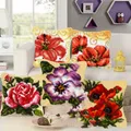 3D Segment Embroidery Pillow Wool Handcraft DIY Latch Hook Rug Kits Flowers Plants Series Carpet
