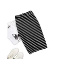 1pcs/lot korean style woman Summer Cotton Black And White Stripes Casual Mid-length Bag Hip Pencil