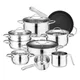 Velaze Cookware Set Stainless Steel 8/9/14 Piece Cooking Pot Pan Set Induction Safe Saucepan