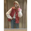 Women Vintage Reversible Printed Vest Jacket National Style Patchwork Sleeveless Vests 2023 Casual