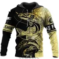 Spring Fashion Mens Hoodie Pike Fishing 3D All Over Printed hoodies and Sweatshirt Unisex Casual