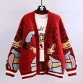 Disney Knitted Cardigan Japanese Donald Cartoon Sweaters for Women Coat Female Autumn and Winter