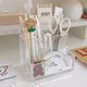 Simple Acrylic Transparent Three-compartment Pen Holder Student Desktop Organizer Office Desk Large