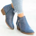 2023 Women Booties Autumn Suede chelsea Boots Women Fashion Platform Boots Side Zipper Heeled