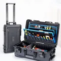 Outdoor Hard Case with Wheels Storage Trolley Pocket Electrician Tools Chest Organizers Electric