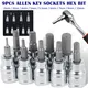 9Pcs 2mm-10mm Hex Bit Socket Set Sturdy Allen Key Sockets 3/8inch Drive Drill Metric Tools Kit