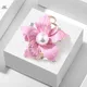 Pink Flower Brooch Korean Fashion Big Lapel Pins Wedding Accessories Elegant Crystal Flower Luxury