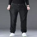 Plus Size 48 50 Men Denim Jeans 300KG Casual Fashion Business Pants Elastic Loose Straight Long