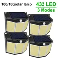 432 LED Solar Wall Lamp Motion Sensor Solar powered Light 3 Mode Waterproof Security Flood Lights