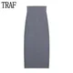 TRAF Pencil Long Skirt Woman High Waist Maxi Skirts for Women 2023 Office Straight Woman Pants