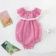 Newborn Girl'S New Summer Crawling Suit With Rose Red Plaid Lace And Sleeveless Buttocks Suitable