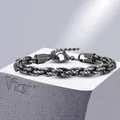 Vnox 6mm Anchor Chain Bracelets for Men Retro Vintage Grey Color Rolo Links Adjustable Gothic