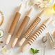 Wooden Rolling Pin Bread Pastry Dough Cutter Rolling Roller 2-in-1 Rolling Pin Screw Thread Design