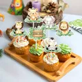 Jungle Animal Cupcake Cake Toppers Happy Birthday Party Decor Kids Baby Shower Decor Wild One Safari