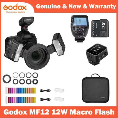 Godox MF12 MF12-K2 Macro Flash Light 2.4GHz Wireless Control built-in X System TTL Flash Speedlite with Color Filter for Canon