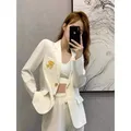 Letter Embroidered Suits Tops For Women's 2023 High-end Blazers Coat Temperament Elegant Business