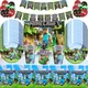 Miner Crafting Pixel Game Birthday Party Decorations Disposable Cup Plate Tablecloth 3D Balloon Cake
