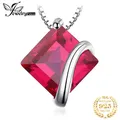 JewelryPalace Square Created Red Ruby 925 Sterling Silver Pendant Necklace Gemstones Choker