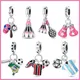 100% 925 Sterling Silver Sports Collection Boxing Football Baseball Badminton Charms Fit Pandora