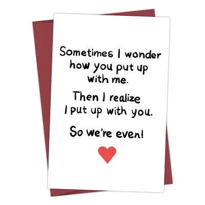 1pc Unique Anniversary Card,We Put Up With Each Other! Humorous Happy Anniversary Greeting Card for