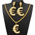 Necklace Earrings Euro Design Pendant Sets For Women 24K Gold Plated Copper Wedding Jewelry Gift