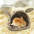 Hay Bed Grass House for Rabbit Chew Toy Hand Woven Winter Comfortable Warm Hideaway Hut Rabbit Straw