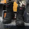 Military Boots Men Tactical Boots Army Boots Men with Side Zipper High Top Combat Boots for Men