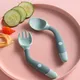 Bendable Twist Baby Fork And Spoon Set Learn To Eat Training Tableware Silicone PP Soft Spoon Soft