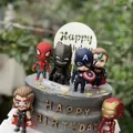 6pcs Marvel Avengers Cake Decorations Set Plastic Spider Man Heroes Iron Man Captain America