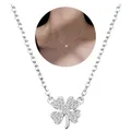 Four-leaf Clover Luck Leaves Sweater Chokers Necklace Crystal Zircon Pendant Chain Necklace For