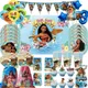 Moana Theme Cartoon Party Tableware Set Cup Balloon Plate Napkin Candy Box Banner Flag Kid's