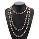 Vintage Gold Color Layered Chain Simulated Pearl Statement Necklace Long Crystal Pendant Necklaces