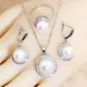 AAA Pearl White Zircon Silver 925 Jewelry Sets Bridal Earrings For Women Ring Pendant Necklace Set