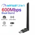 600Mbps USB Bluetooth 5.0 AC Wifi Adapter 2 in 1 For PC BT wifi5 2.4G 5G 5dbi Dongle Usb Wireless