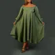 Plus Size Daily Midi Dresses Elegant Emerald Green Midi Fall Winter Off The Shoulder Long Sleeve Cut