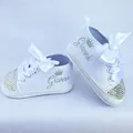 Baby Name Picture Custom Handmade Baby Shoes Christening Newborn First Walkers Lace-up Infants