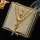 EILIECK 316L Stainless Steel Starfish Conch Shells Pearl Pendant Necklace For Women New 3in1 Choker