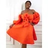 Aomei Ball Gowns Dress for Women Plus Size Orange Off spalla Cut Out a-line Summer Wedding Guest